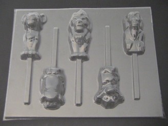 529sp Lion Queen and Friends Chocolate or Hard Candy Lollipop Mold